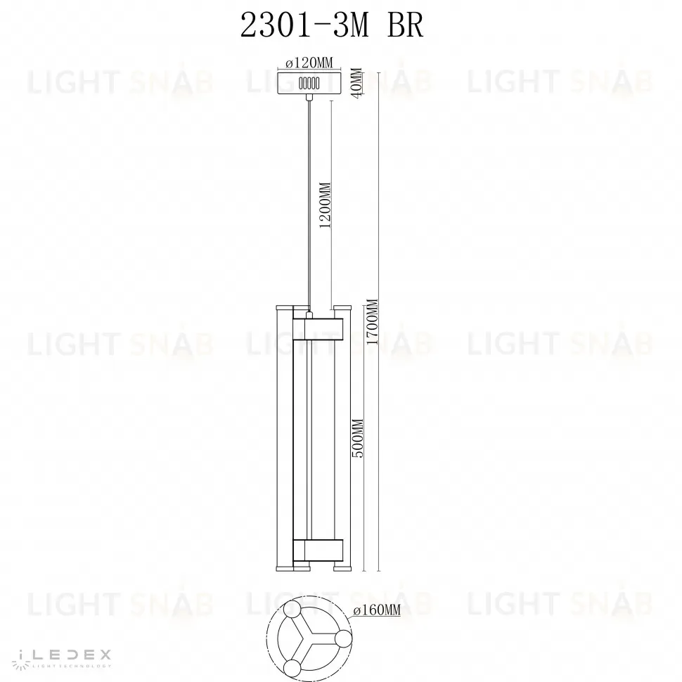 Подвесной светильник iLedex Rocks 2301-3M BR 2301-3M BR