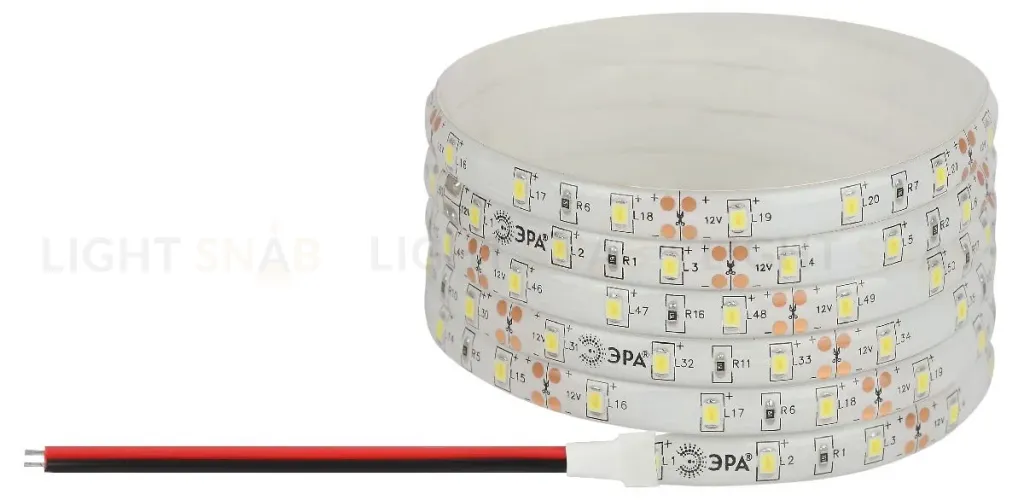 Светодиодная лента Эра 12В 2835 4,8Вт/м 6500K 5м IP65 LS2835-60LED-IP65-W-eco-5m Б0035590 Б0035590