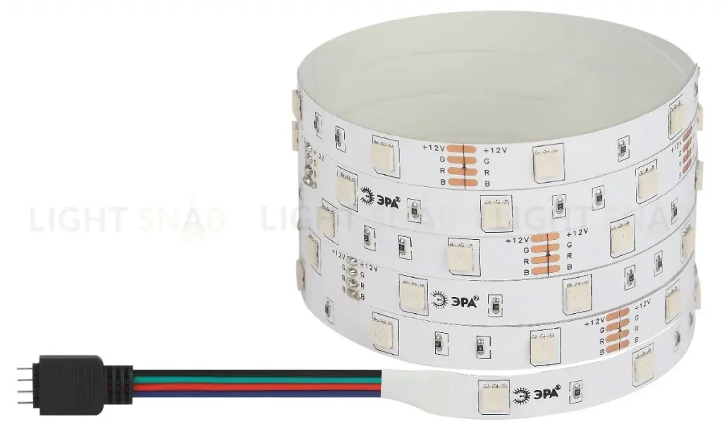 Светодиодная лента Эра 12В 2835 7,2Вт/м RGB 5м IP20 LS5050-7,2-30-12-RGB-IP20-1 year-5m Б0035602 Б0035602