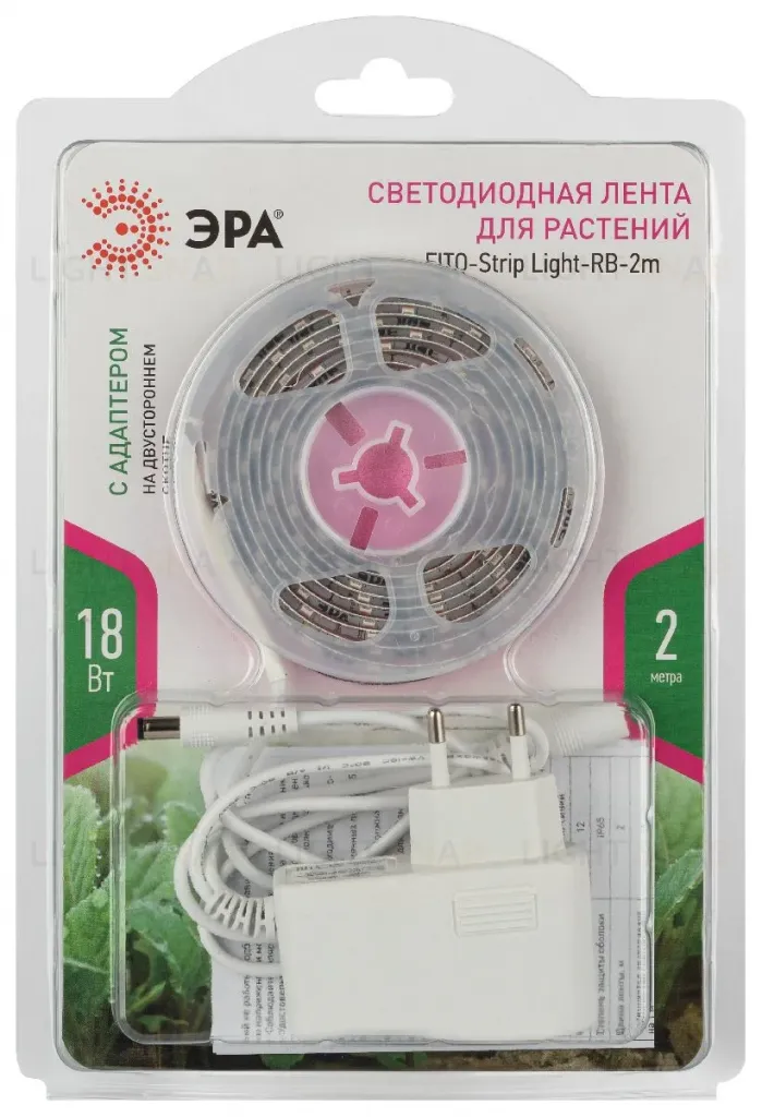 Светодиодная лента для растений Эра 18Вт 1400K 2м IP65 FITO-Strip Light-RB-2m красно-синего спектра Б0057282 Б0057282