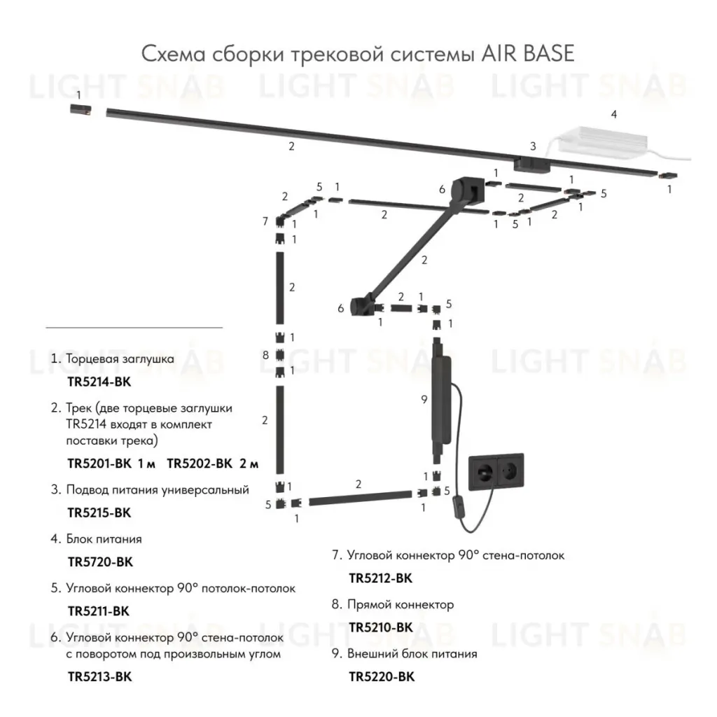 Подвод питания Denkirs AIR BASE TR5215-BK TR5215-BK