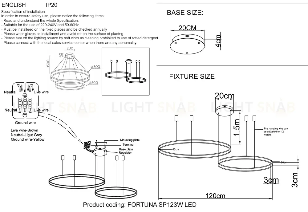 Подвесная люстра Crystal Lux FORTUNA SP123W LED GOLD FORTUNA SP123W LED GOLD