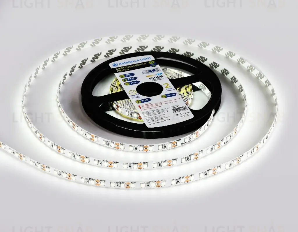 Светодиодная лента Ambrella Light LED Strip 12В 2835 9,6Вт/м 6500K 5м IP20 GS1103 GS1103