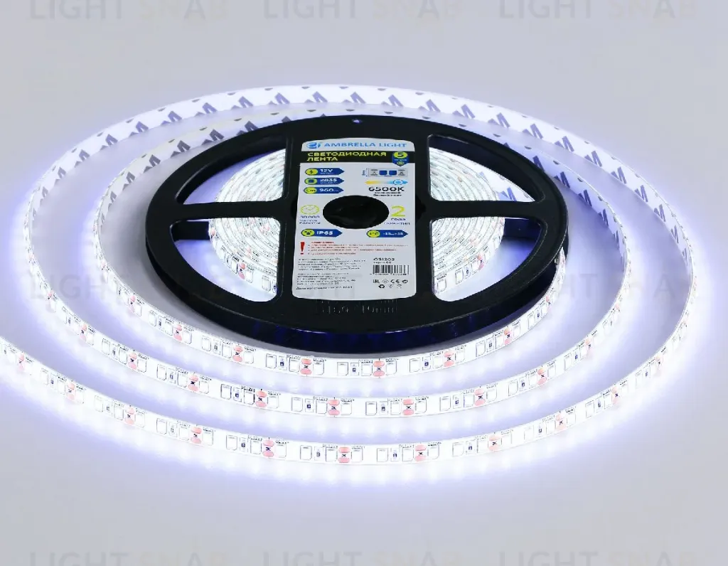 Светодиодная лента Ambrella Light LED Strip 12В 2835 9,6Вт/м 6500K 5м IP65 GS1203 GS1203