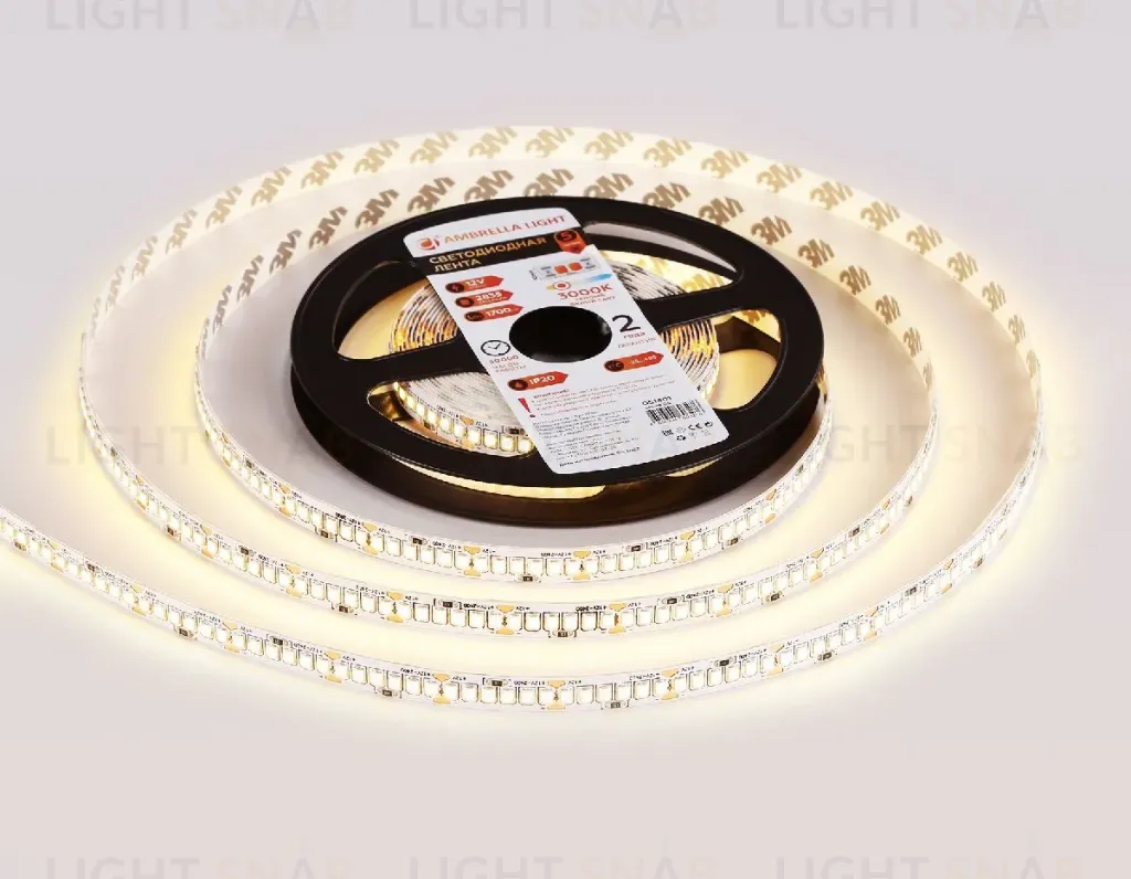 Светодиодная лента Ambrella Light LED Strip 12В 2835 17Вт/м 3000K 5м IP20 GS1401 GS1401