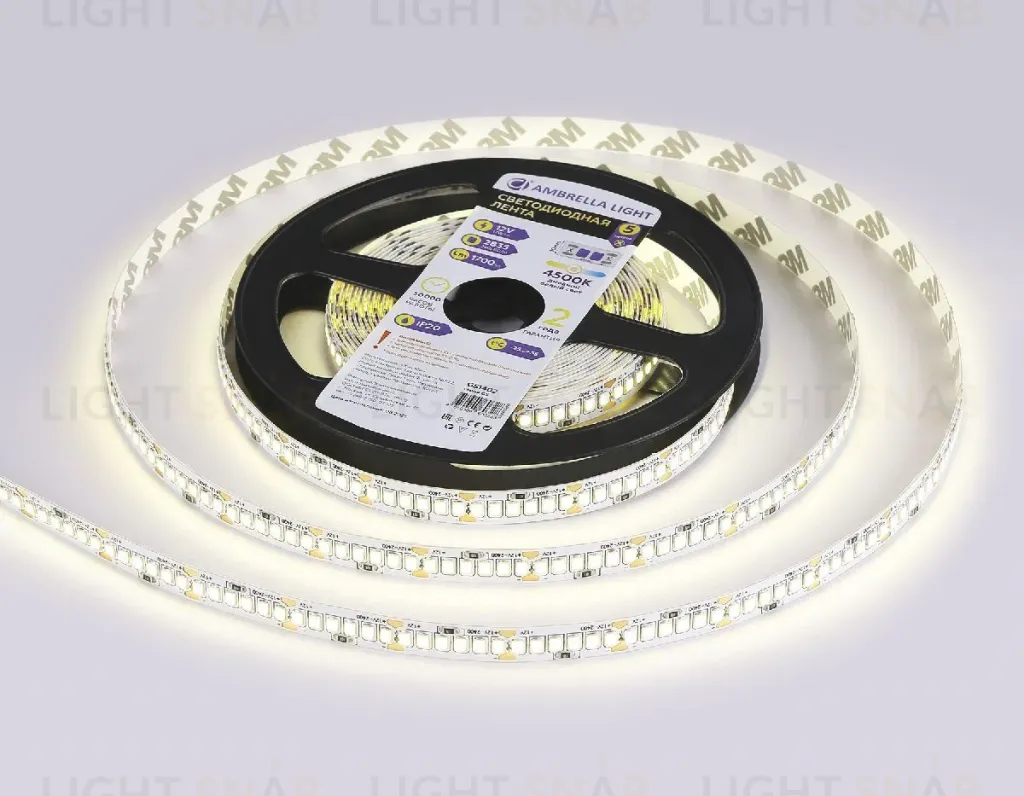 Светодиодная лента Ambrella Light LED Strip 12В 2835 17Вт/м 4500K 5м IP20 GS1402 GS1402