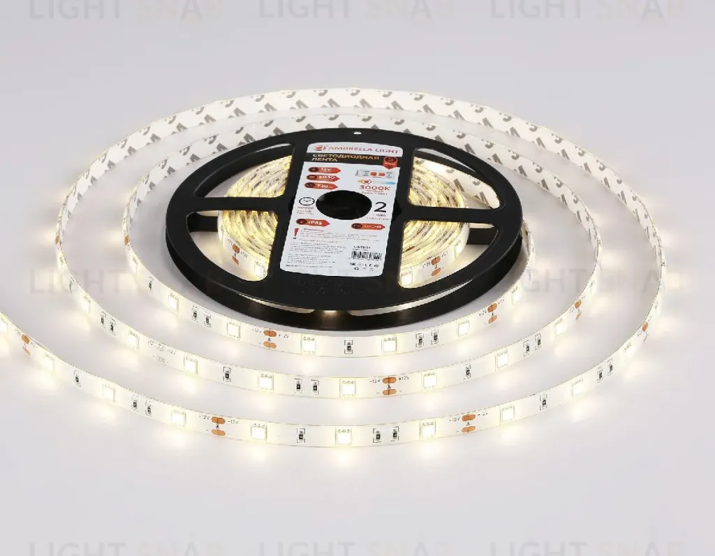 Светодиодная лента Ambrella Light LED Strip 12В 5050 7,2Вт/м 3000K 5м IP65 GS1901 GS1901