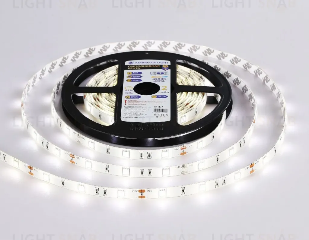 Светодиодная лента Ambrella Light LED Strip 12В 5050 7,2Вт/м 4500K 5м IP65 GS1902 GS1902
