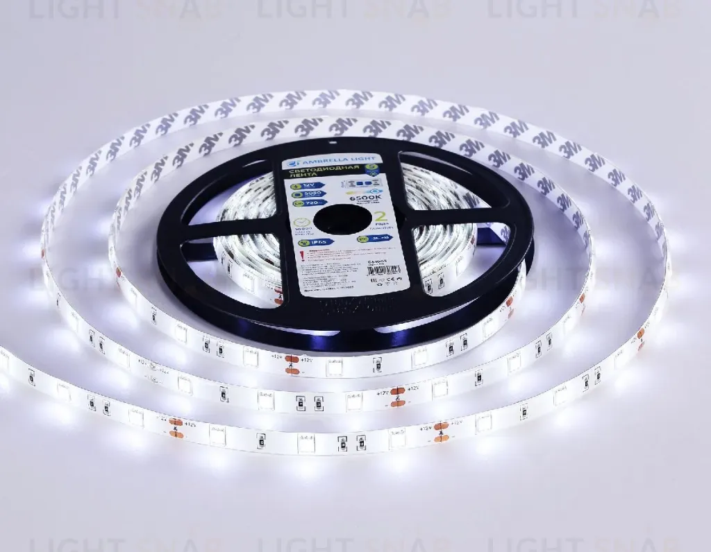 Светодиодная лента Ambrella Light LED Strip 12В 5050 7,2Вт/м 6500K 5м IP65 GS1903 GS1903