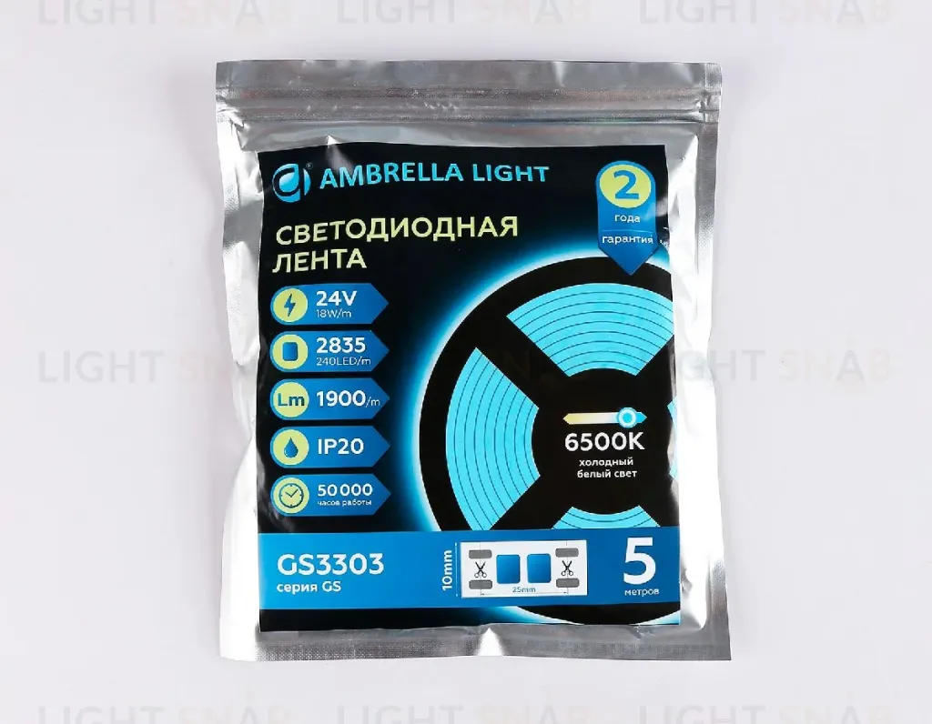 Светодиодная лента Ambrella Light LED Strip 24В 2835 18Вт/м 6500K 5м IP20 GS3303 GS3303