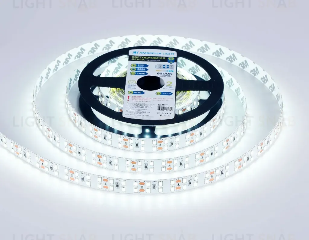 Светодиодная лента двухрядная Ambrella Light LED Strip 24В 2835 20Вт/м 6500K 5м IP20 GS3603 GS3603