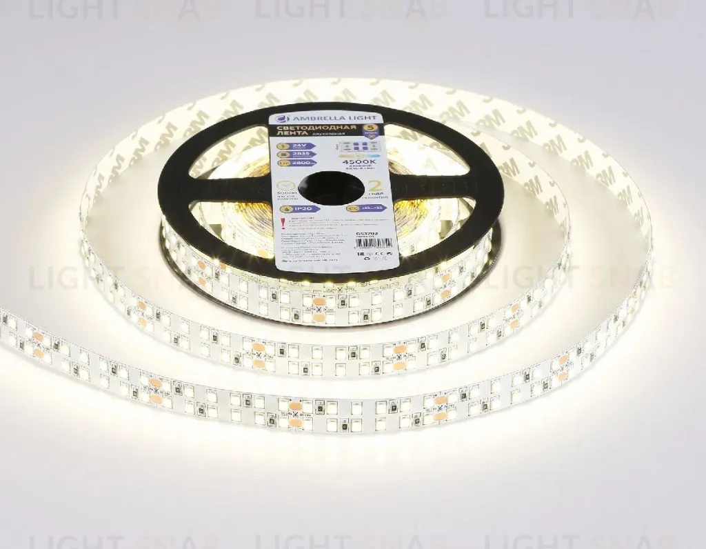 Светодиодная лента двухрядная Ambrella Light LED Strip 24В 2835 24Вт/м 4500K 5м IP20 GS3702 GS3702
