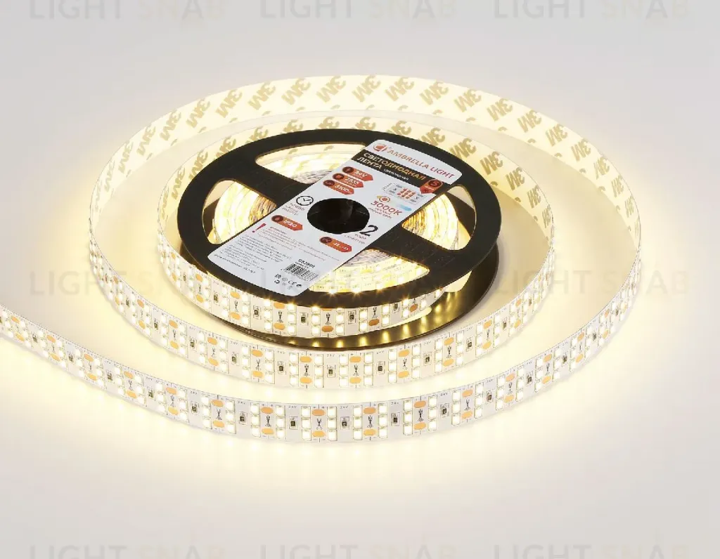 Светодиодная лента трехрядная Ambrella Light LED Strip 24В 2835 26Вт/м 3000K 5м IP20 GS3901 GS3901