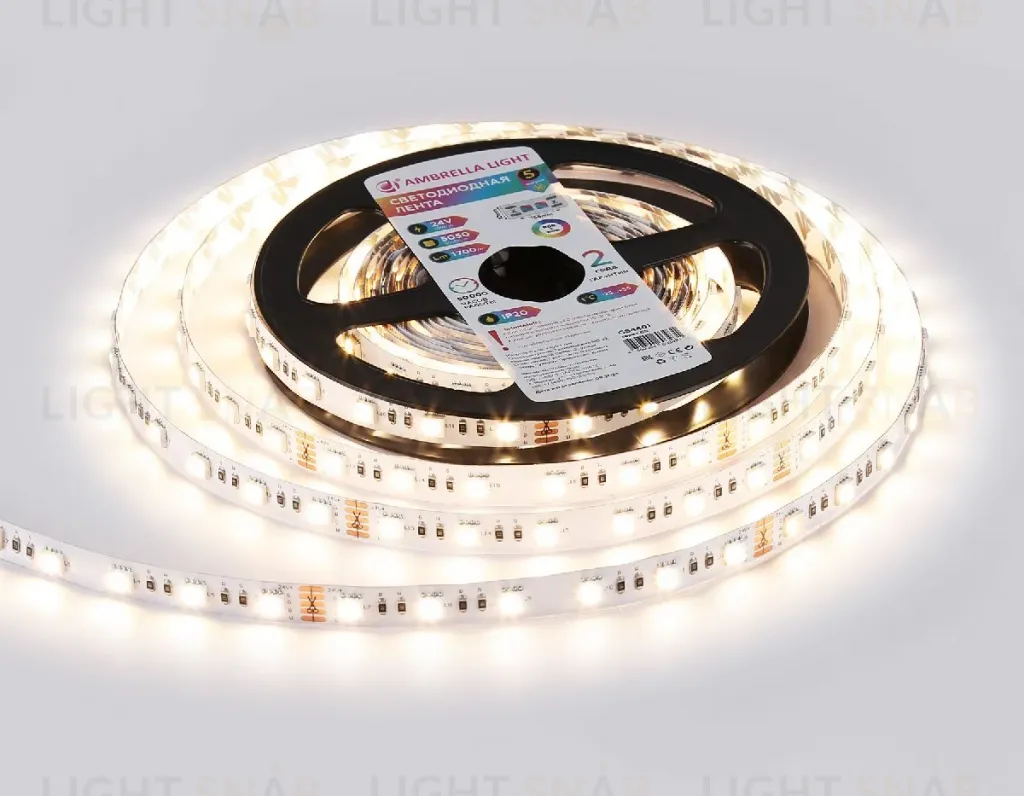 Светодиодная лента Ambrella Light LED Strip 24В 5050 10Вт/м RGBW+3000K 5м IP20 GS4401 GS4401
