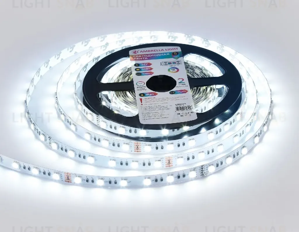 Светодиодная лента Ambrella Light LED Strip 24В 5050 10Вт/м RGBW+6500K 5м IP20 GS4403 GS4403