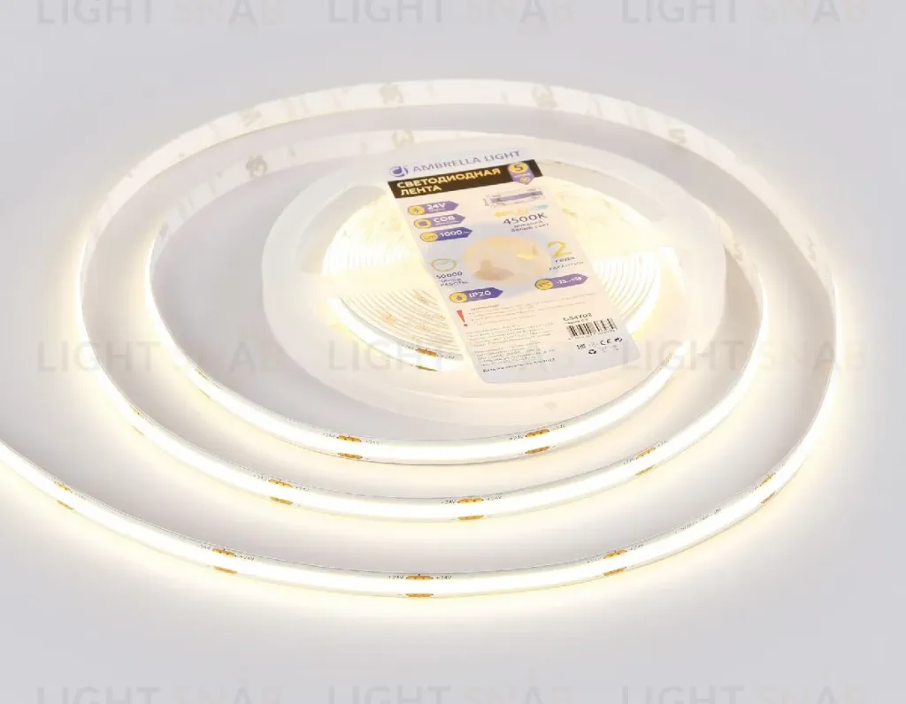 Светодиодная лента Ambrella Light LED Strip 24В COB 12Вт/м 4500K 5м IP20 GS4702 GS4702