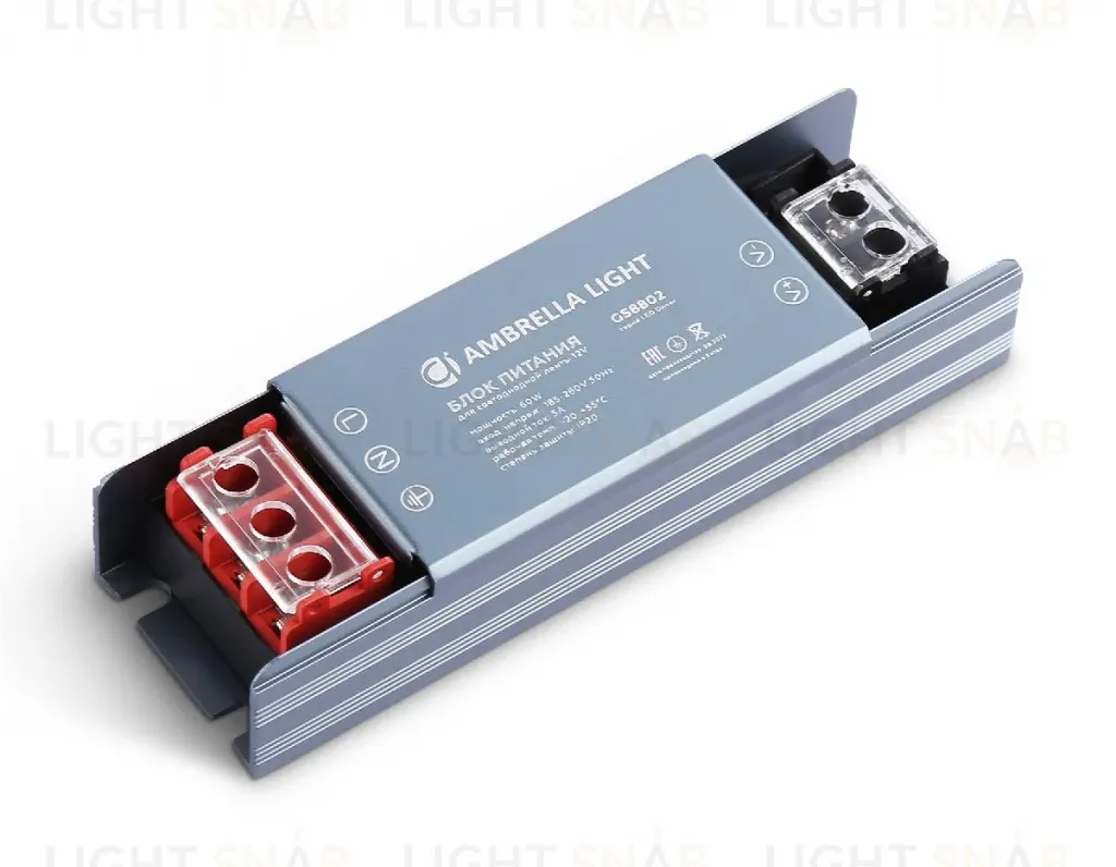 Блок питания Ambrella Light LED Driver 12V 60Вт AC185-260 5A IP20 GS8802 GS8802