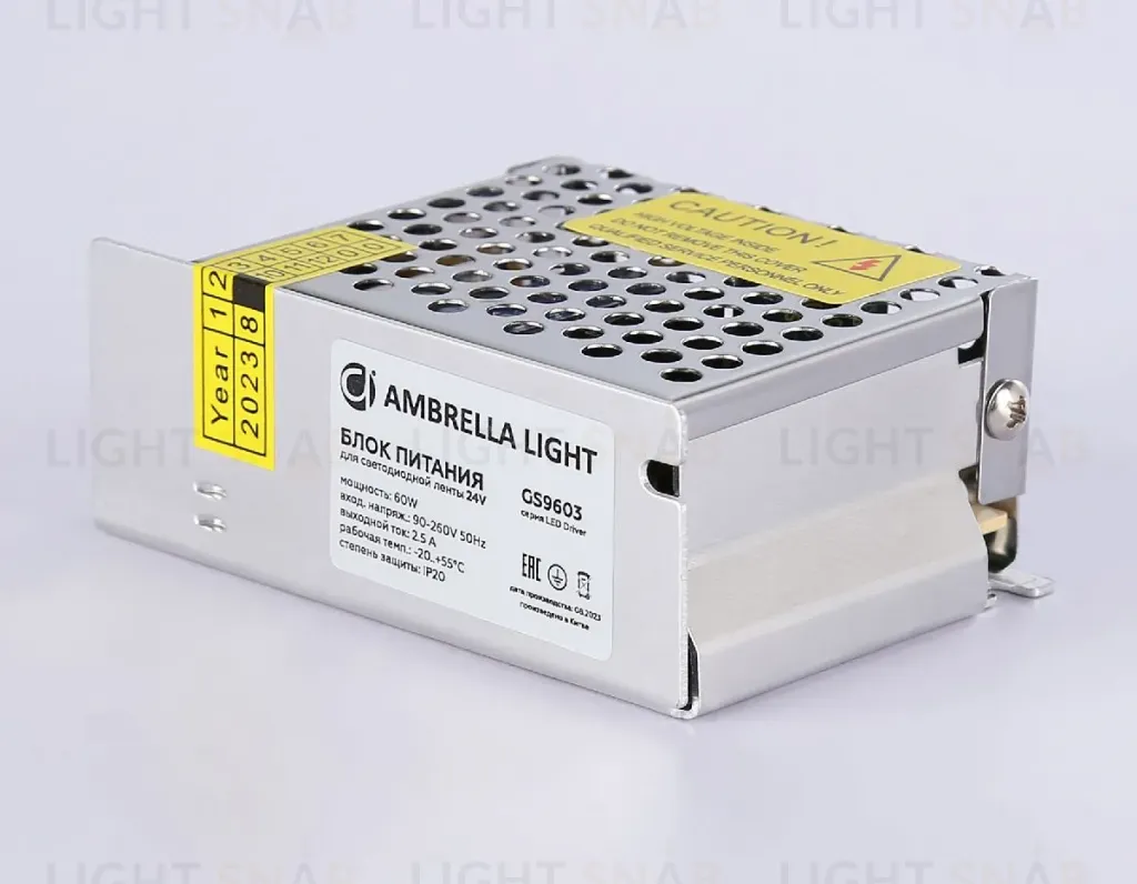 Блок питания Ambrella Light LED Driver 24V 60Вт AC90-260 2.5A IP20 GS9603 GS9603