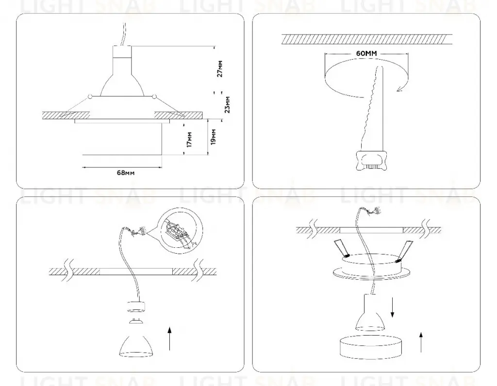 Встраиваемый светильник Ambrella Light Acrylic Frost TN1303 TN1303