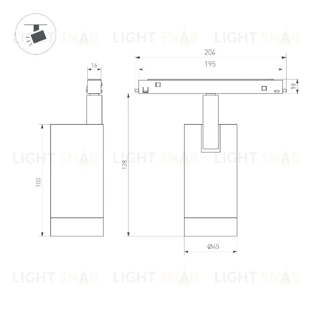 Трековый магнитный светильник Arlight MAG-ORIENT-SPOT-R45-9W Warm3000 046863 046863