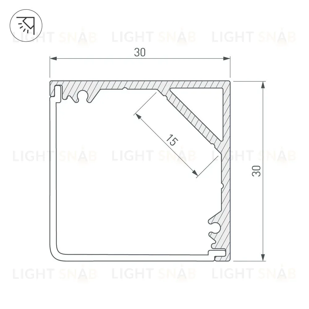 Профиль Arlight SL-KANT-H30-3000 ANOD 046182 046182