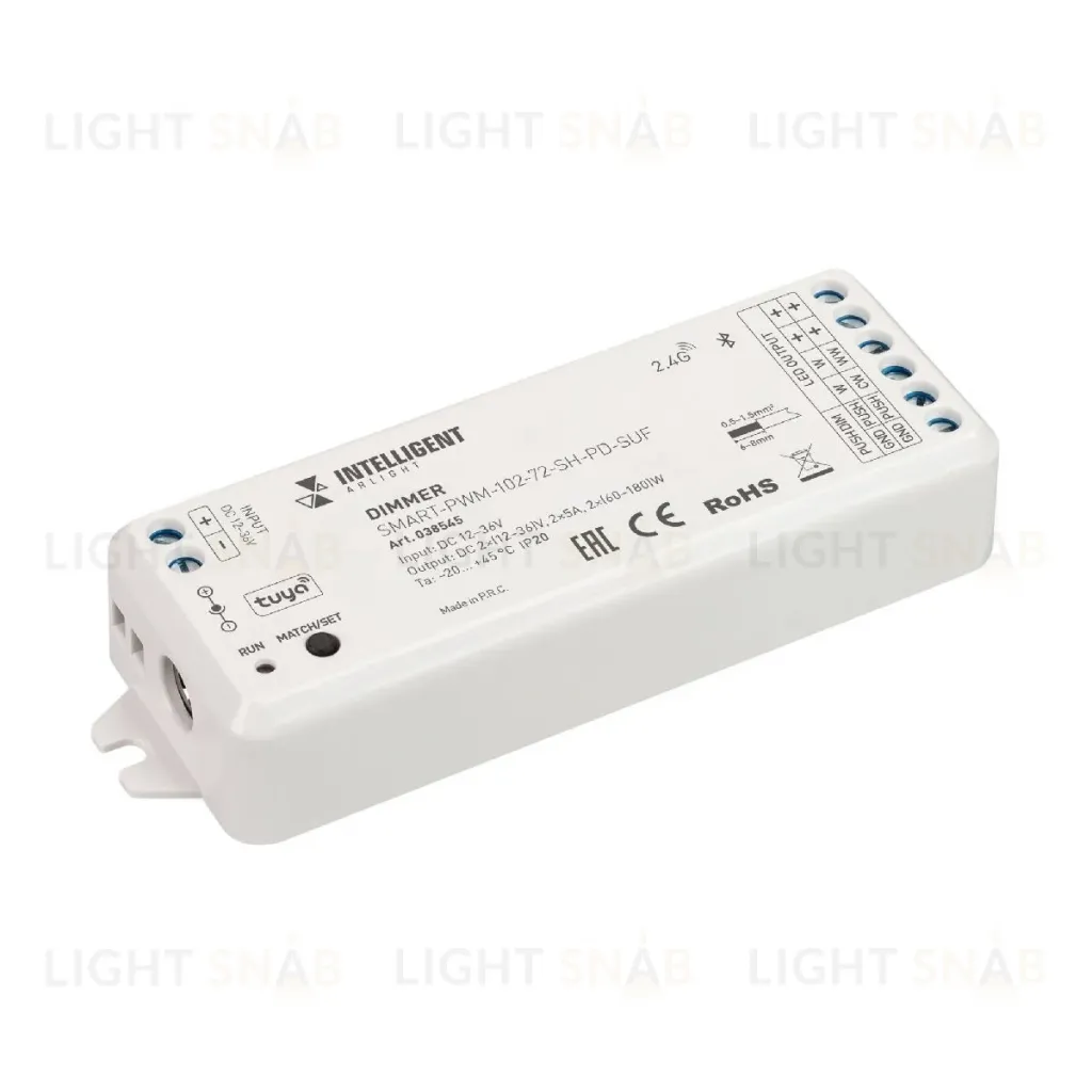Диммер Arlight SMART-PWM-102-72-SH-PD-SUF (12-36V, 2x5A, TUYA BLE, 2.4G) 038545 038545