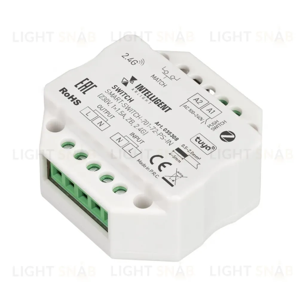 Релейный модуль Arlight SMART-SWITCH-701-72-PS-IN (230V, 1x1.5A, ZB, 2.4G) 035308 035308