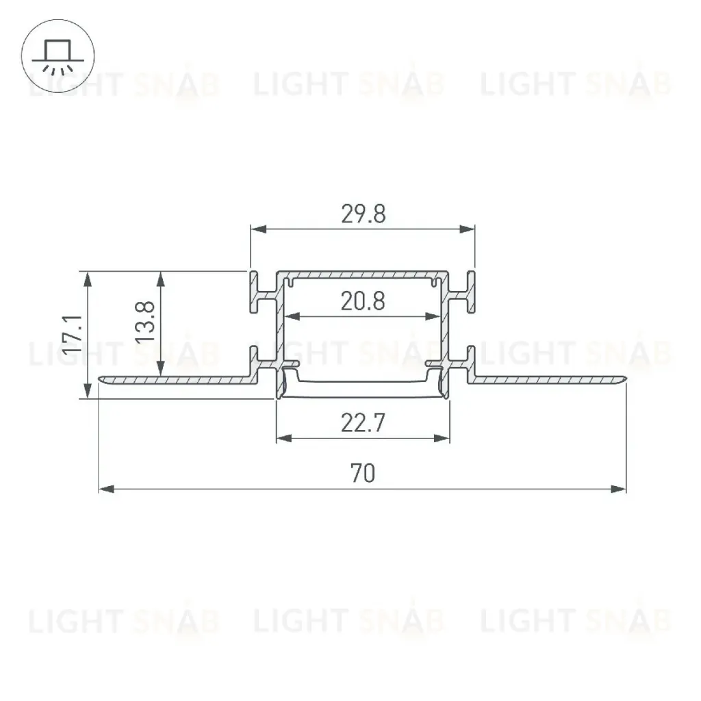 Профиль Arlight FANTOM-BENT-W23-SIDE-2000 ANOD 040331(1) 040331(1)