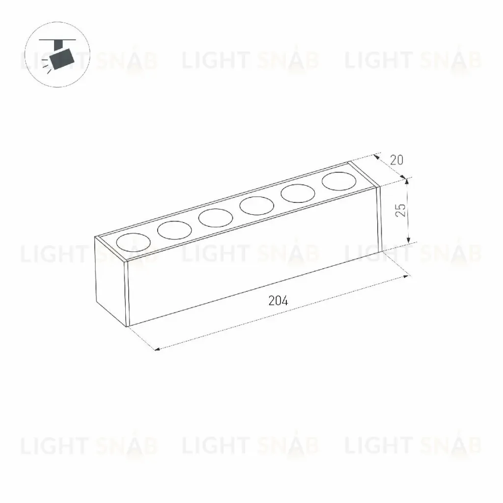 Трековый магнитный светильник Arlight MAG-DOTS-25-L200-6W Warm3000 (BK, 30 deg, 24V, DALI) 046323 046323