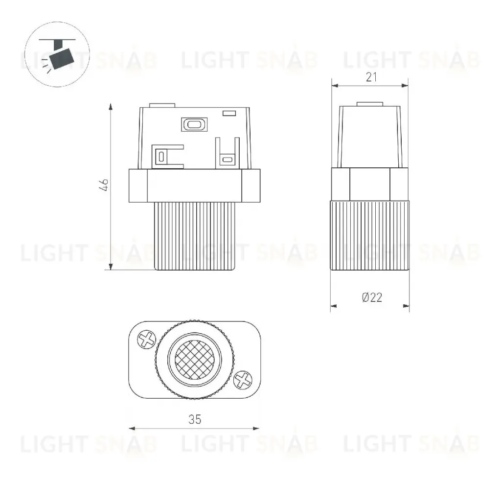 Трековый магнитный светильник Arlight MAG-ORIENT-BABY-R22-2W Warm3000 (BK, 24 deg, 48V) 043296 043296