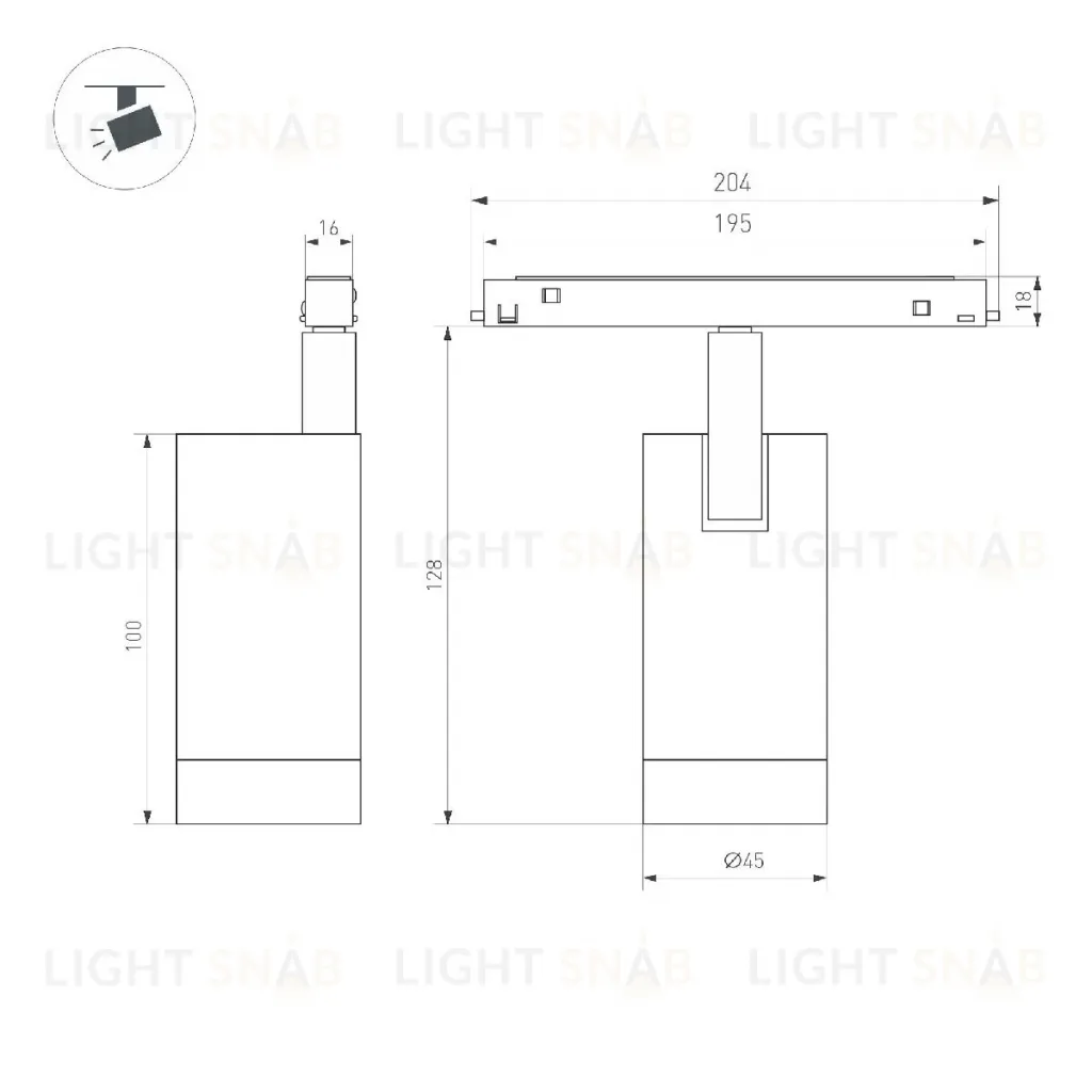 Трековый магнитный светильник Arlight MAG-ORIENT-SPOT-R45-9W Day4000 (BK, 24 deg, 48V) 046802 046802
