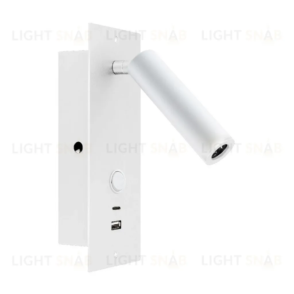 Спот Arlight SP-BED-CHARGE-BUILT-S80x230-3W Warm3000 (WH, 20 deg, 230V, USB-A, USB-C) 046881 046881