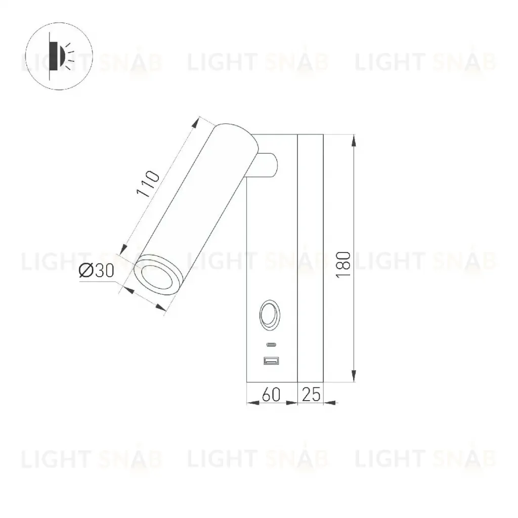 Спот Arlight SP-BED-CHARGE-S60x125-3W Warm3000 (WH, 20 deg, 230V, USB-A, USB-C) 031394(1) 031394(1)