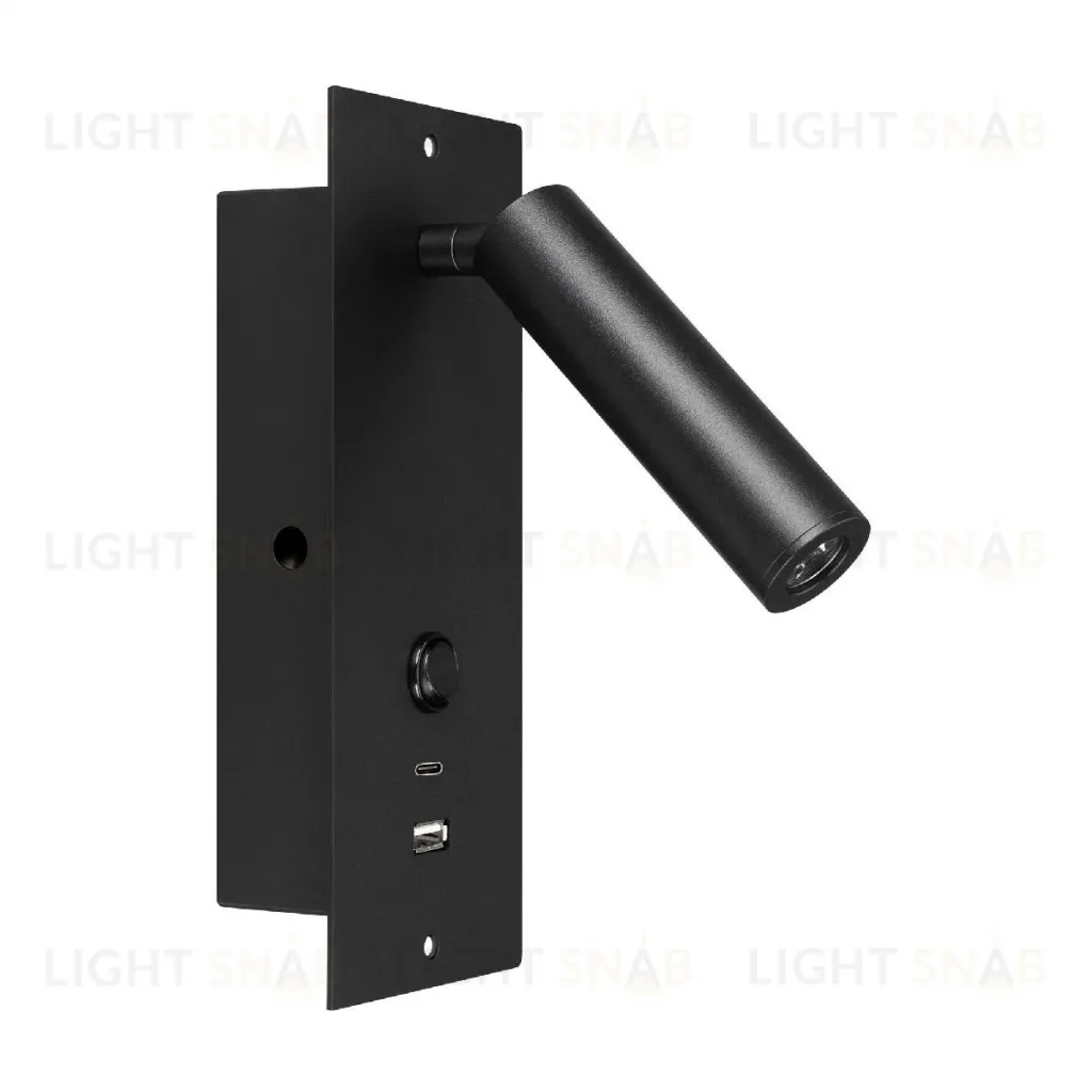Спот Arlight SP-BED-CHARGE-BUILT-S80x230-3W Warm3000 (BK, 20 deg, 230V, USB-A, USB-C) 046880 046880
