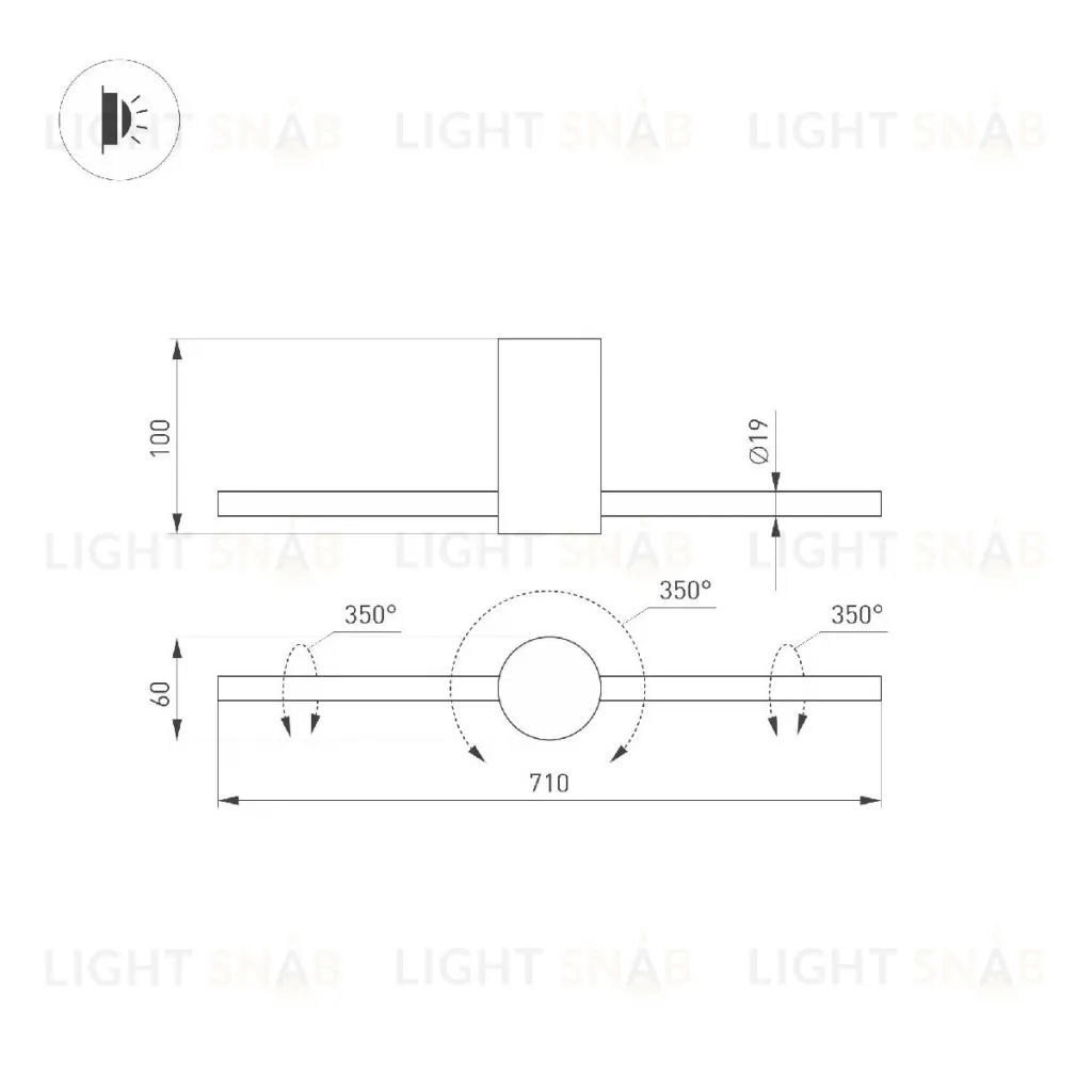 Накладной светильник Arlight SP-PICASO-M-TURN-L700-12W Warm3000 (WH, 100 deg, 230V) 047348 047348
