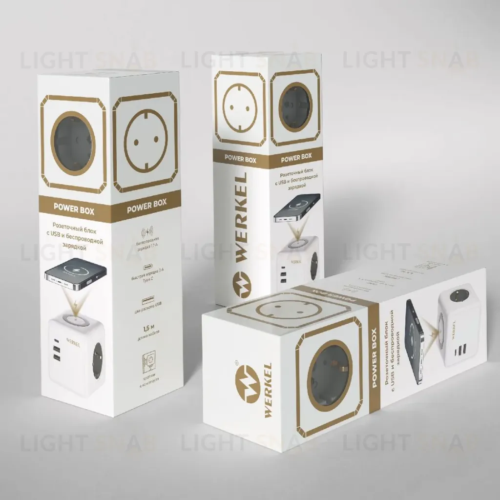 Розеточный блок 3-местный + 3 USB + беспроводная зарядка Werkel 4690389204265 W6513501 a066454 4690389204265