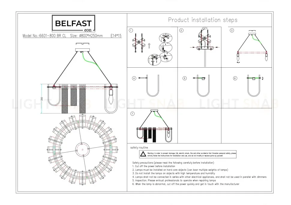 Подвесная люстра Belfast Severn 6601-800 BR CL 6601-800 BR CL