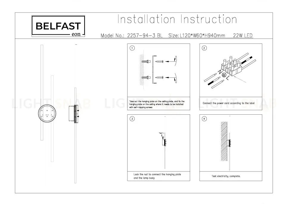 Настенный светильник Belfast Medway 2257-94-3 BL 2257-94-3 BL
