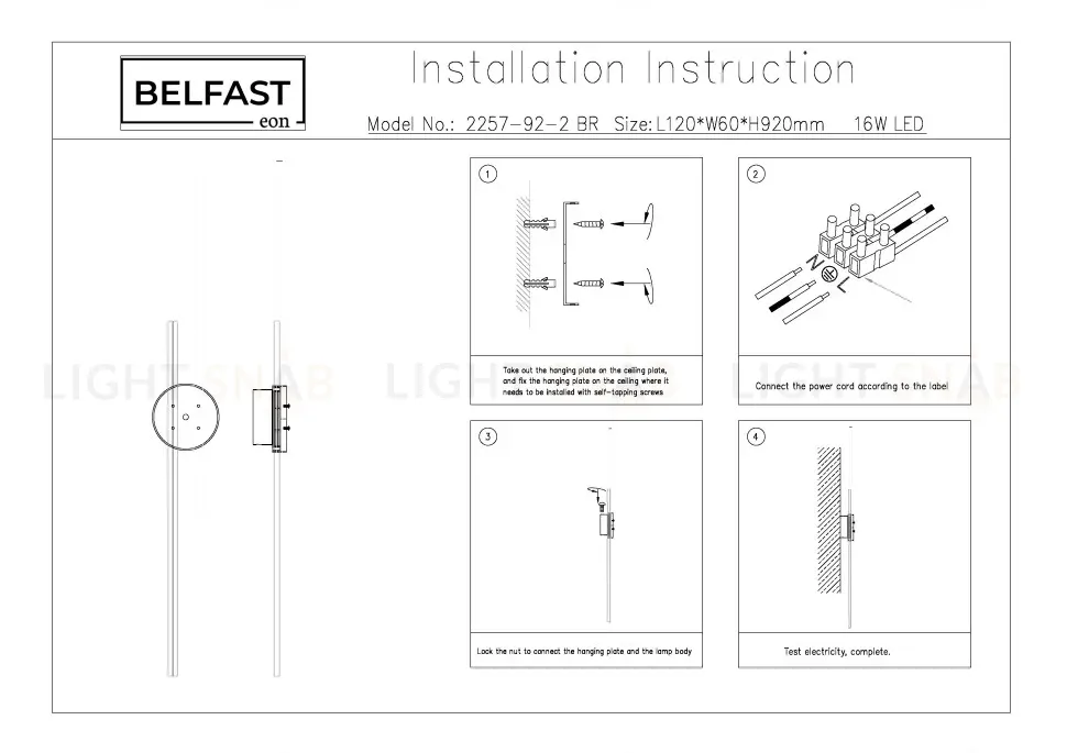 Настенный светильник Belfast Medway 2257-92-2 BR 2257-92-2 BR