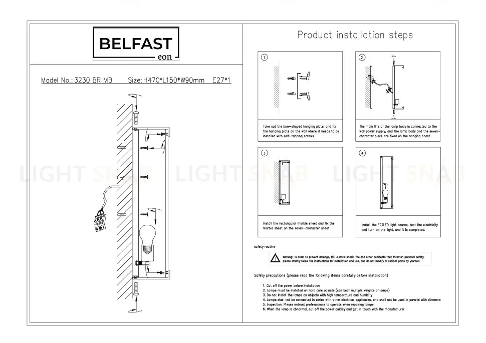 Настенный светильник Belfast Ravenhill 3230 BR MB 3230 BR MB