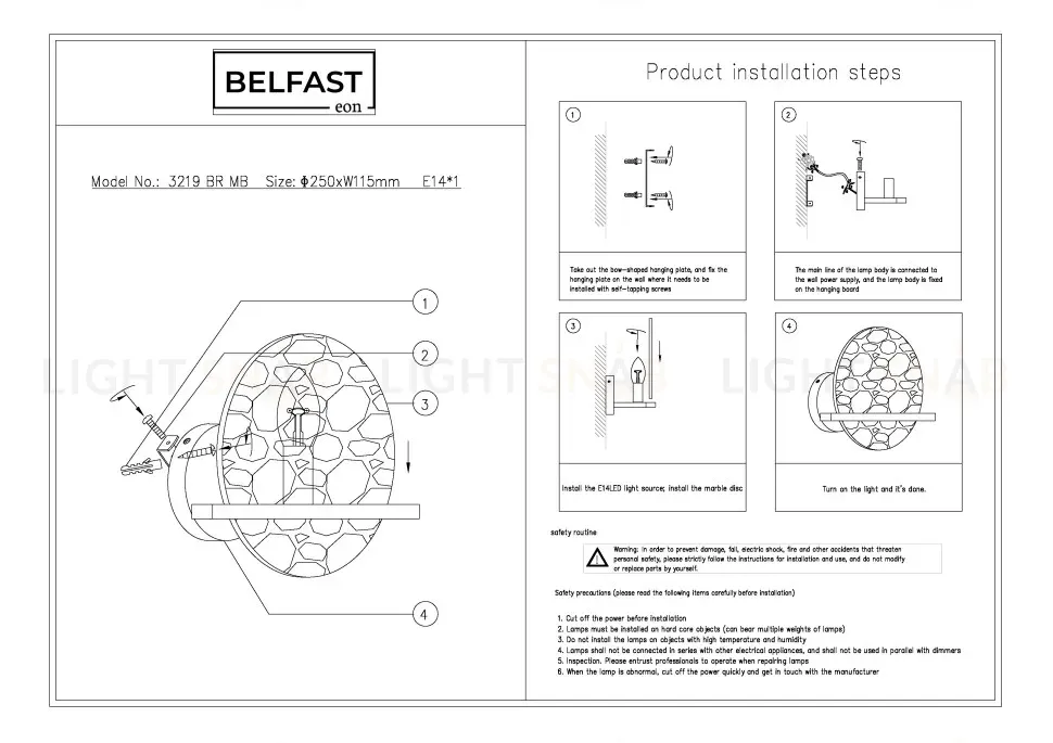 Настенный светильник Belfast Ravenhill 3219 BR MB 3219 BR MB
