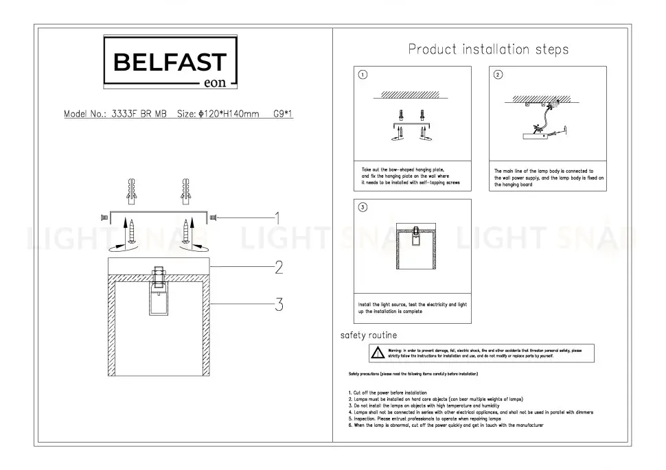 Потолочный светильник Belfast Ravenhill 3333F BR MB 3333F BR MB