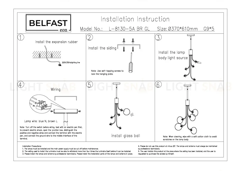 Подвесная люстра Belfast Bryson L-8130-5A BR GL L-8130-5A BR GL