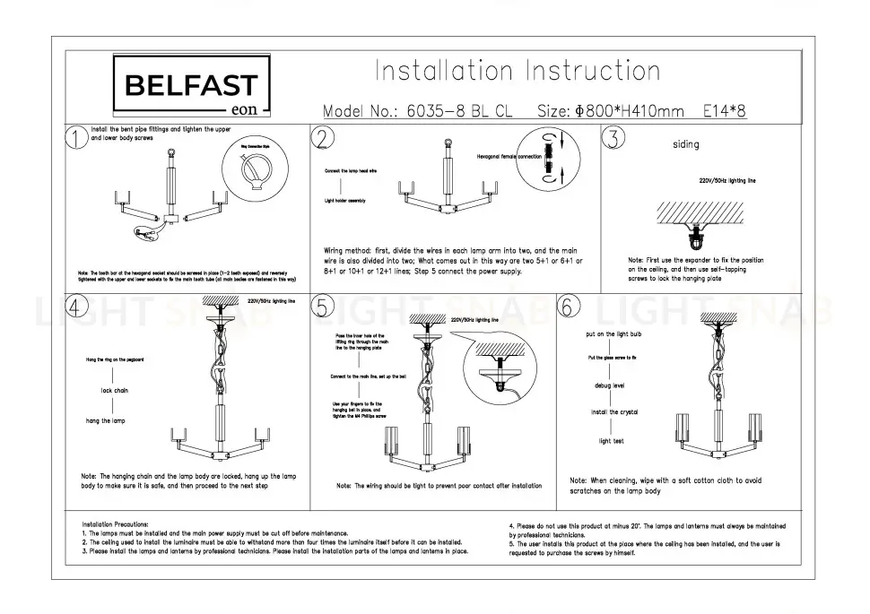 Подвесная люстра Belfast Malone 6035-8 BL CL 6035-8 BL CL