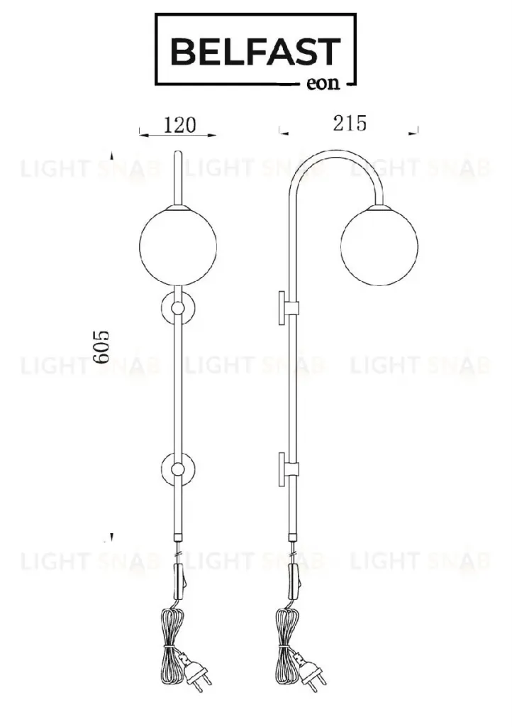 Бра Belfast Bryson 85043-1W BR MT 85043-1W BR MT