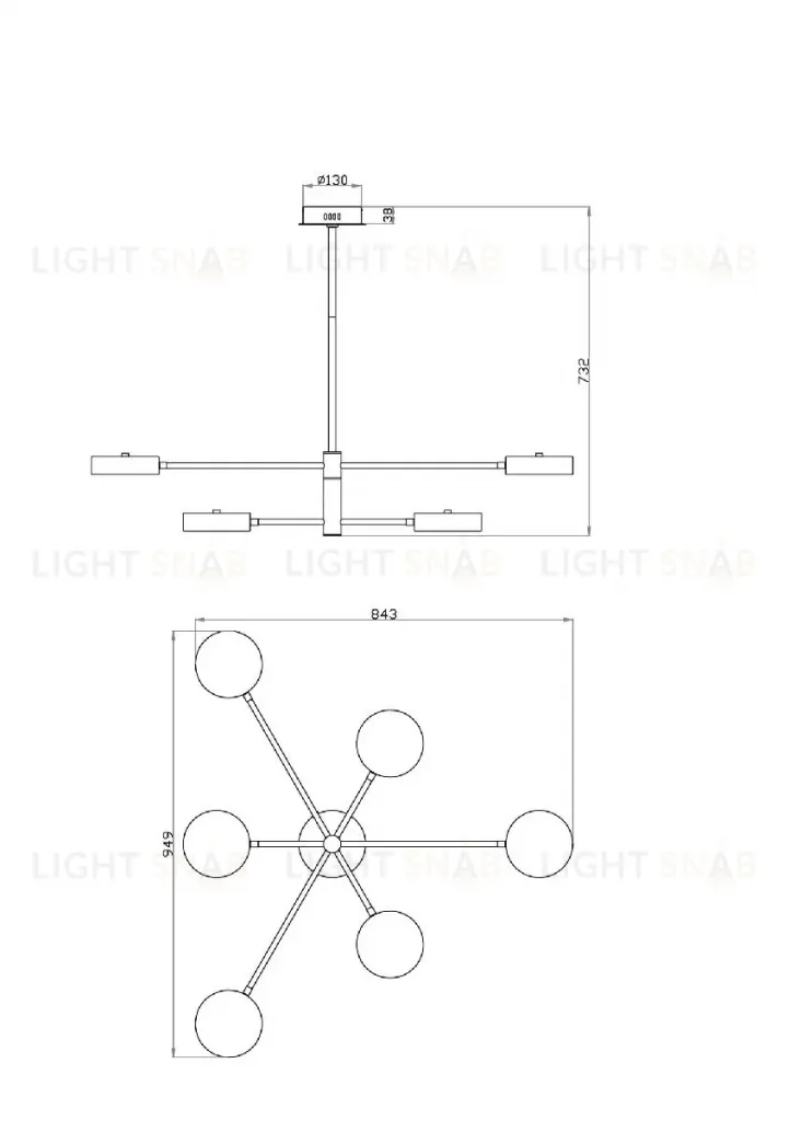 Люстра на штанге Freya Tibo FR6048CL-L6GR FR6048CL-L6GR