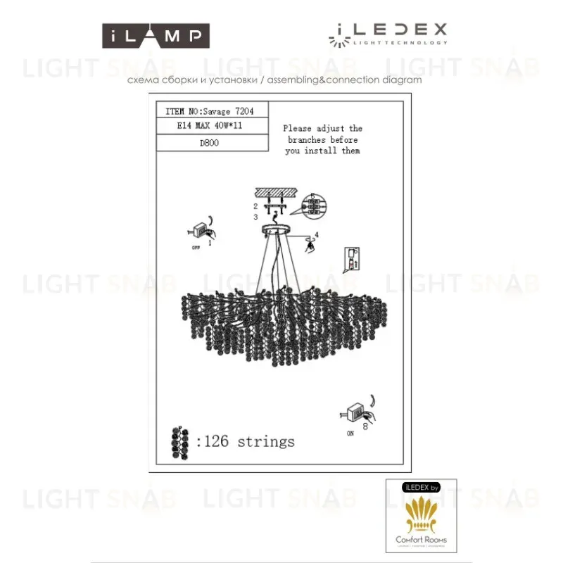 Подвесная люстра iLamp Savage 7204-D800 GD 7204-D800 GD