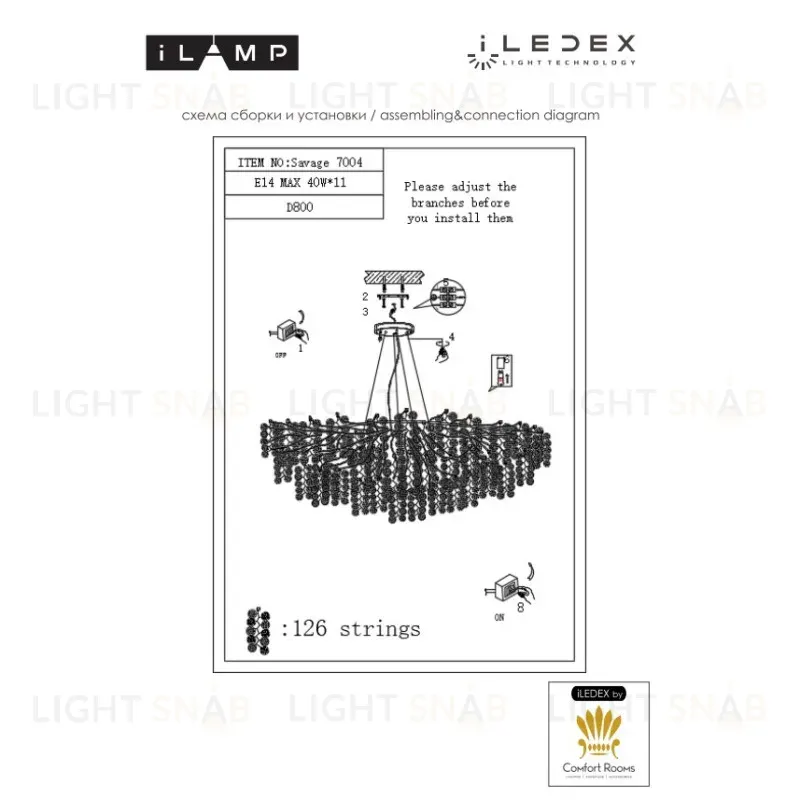 Подвесная люстра iLamp Savage 7004-D800 GD 7004-D800 GD