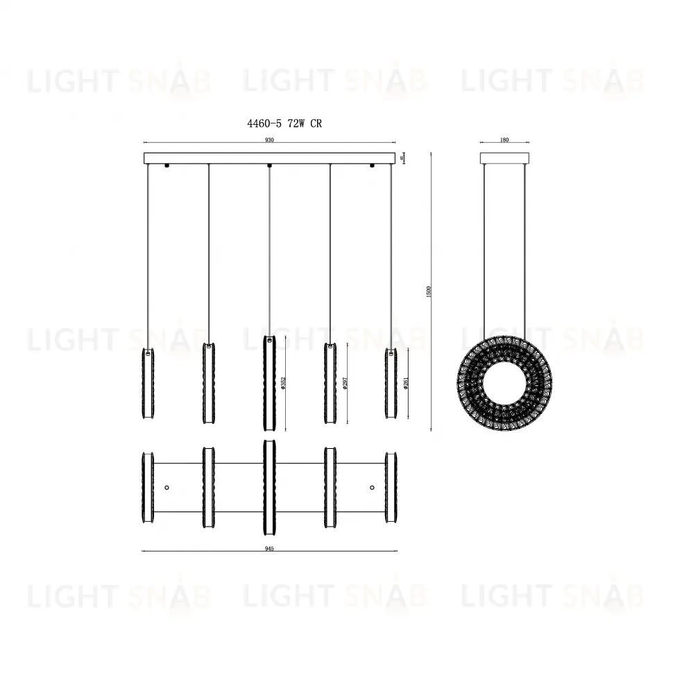 Подвесная люстра iLedex Crystal ice 4460-5 72W CR 4460-5 72W CR