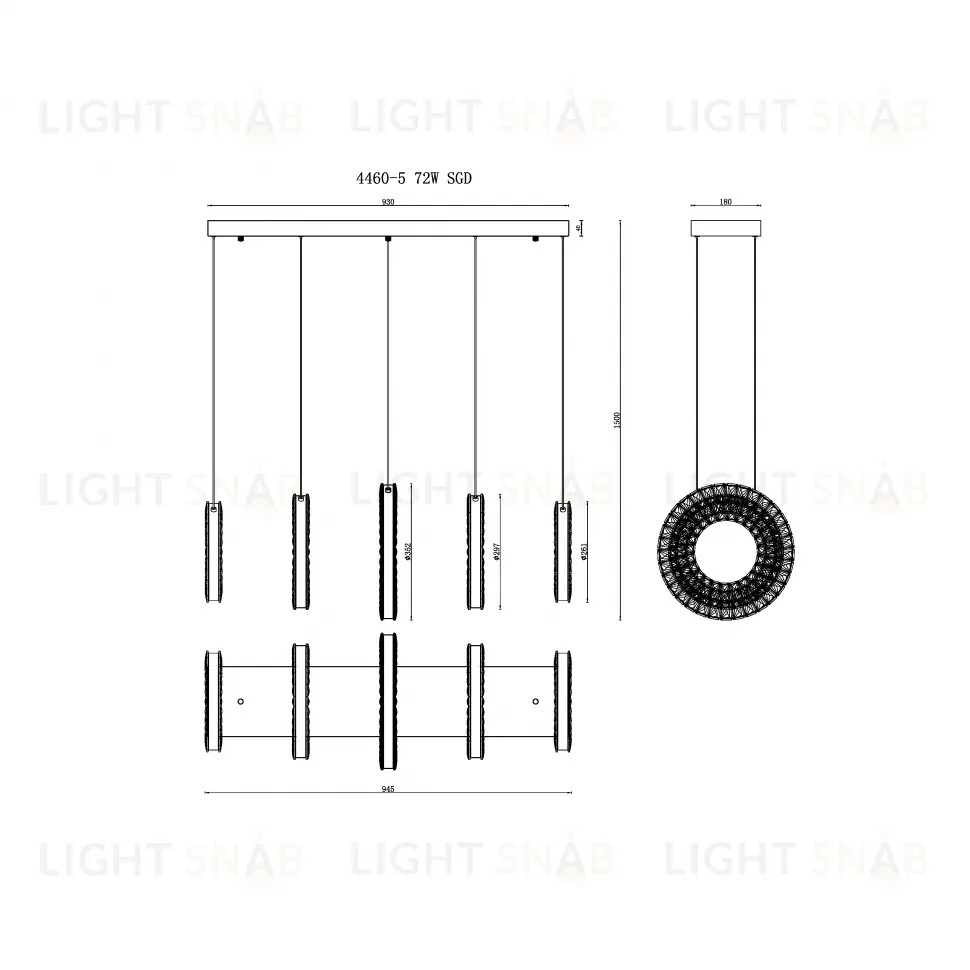 Подвесная люстра iLedex Crystal ice 4460-5 72W TGD 4460-5 72W TGD